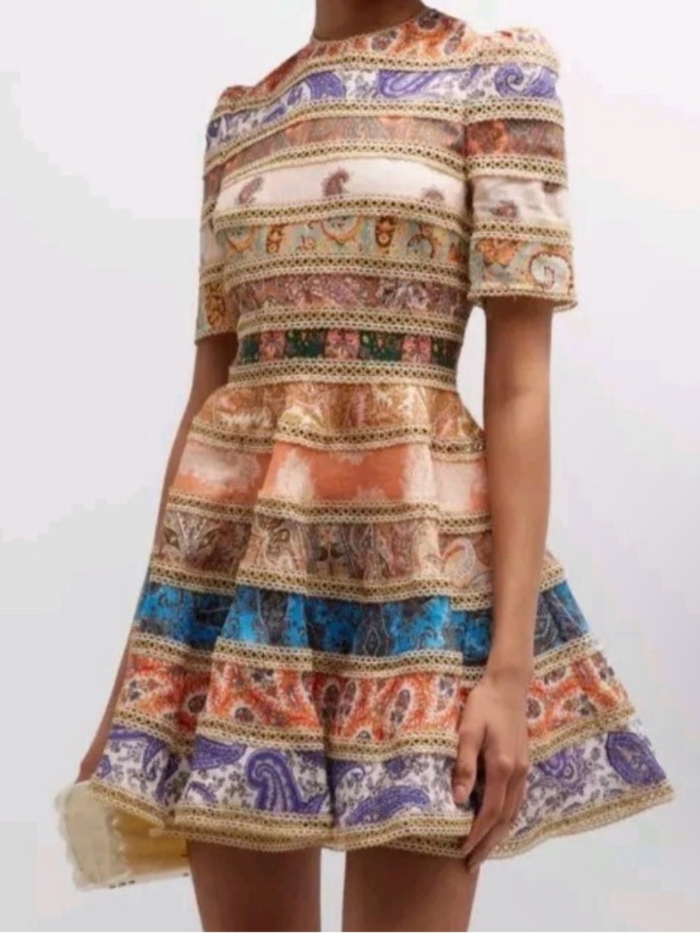 Zimmermann Multi-Color Paisley Tiered Mini Dress